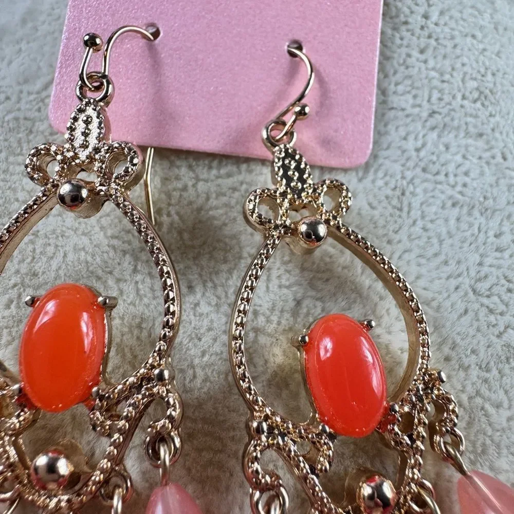Zara Gold and Pink Chandelier Earrings